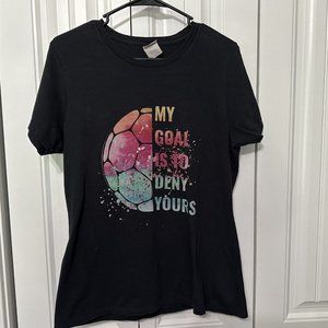 Port & Company T Shirt Soccer My Goal is to Deny Yours Large Black